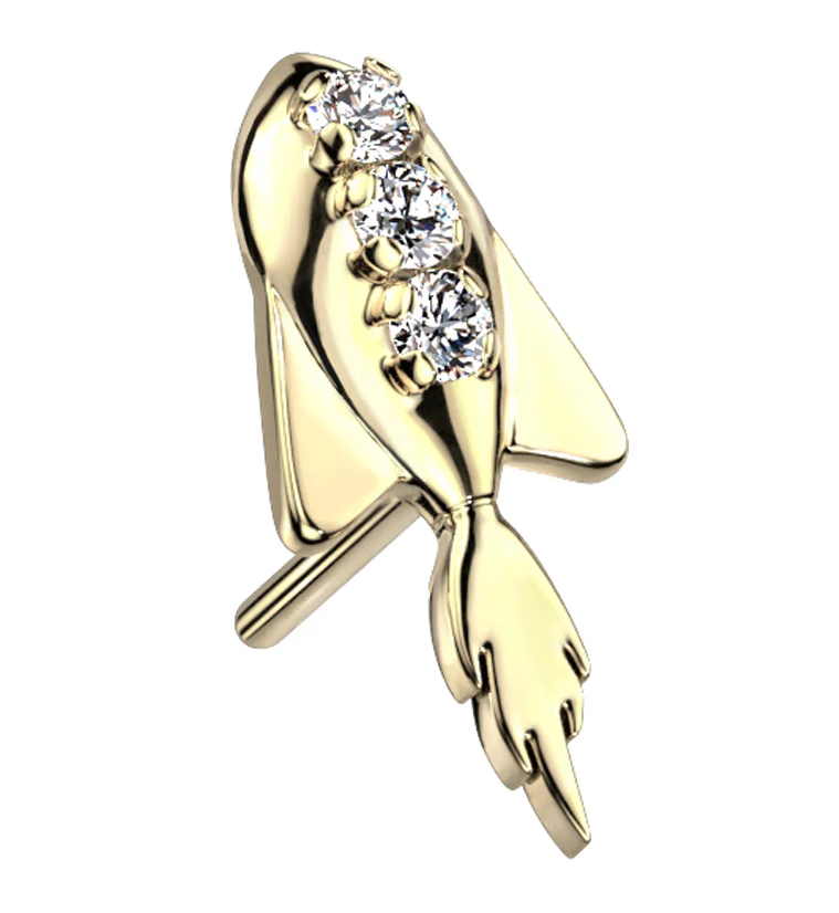 14kt Gold Spaceship CZ Threadless Top