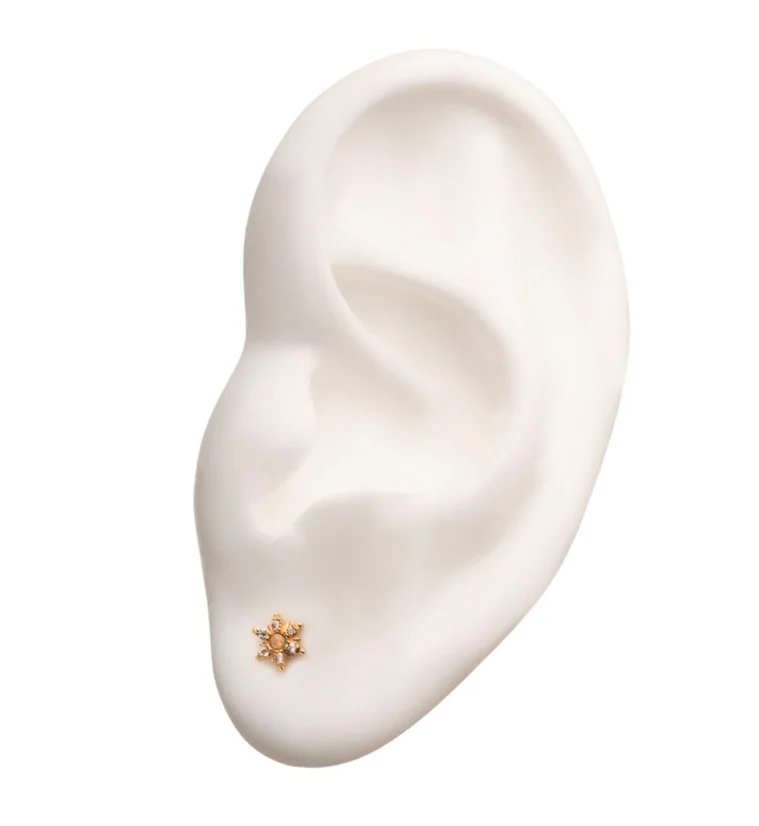 14kt Gold Star CZ & Opalite Threadless Top - Image 3