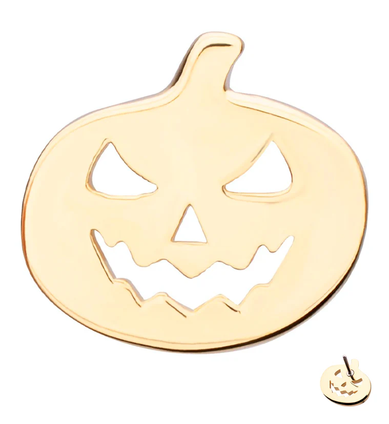 14kt Gold Stingy Jack Pumpkin Threadless Top