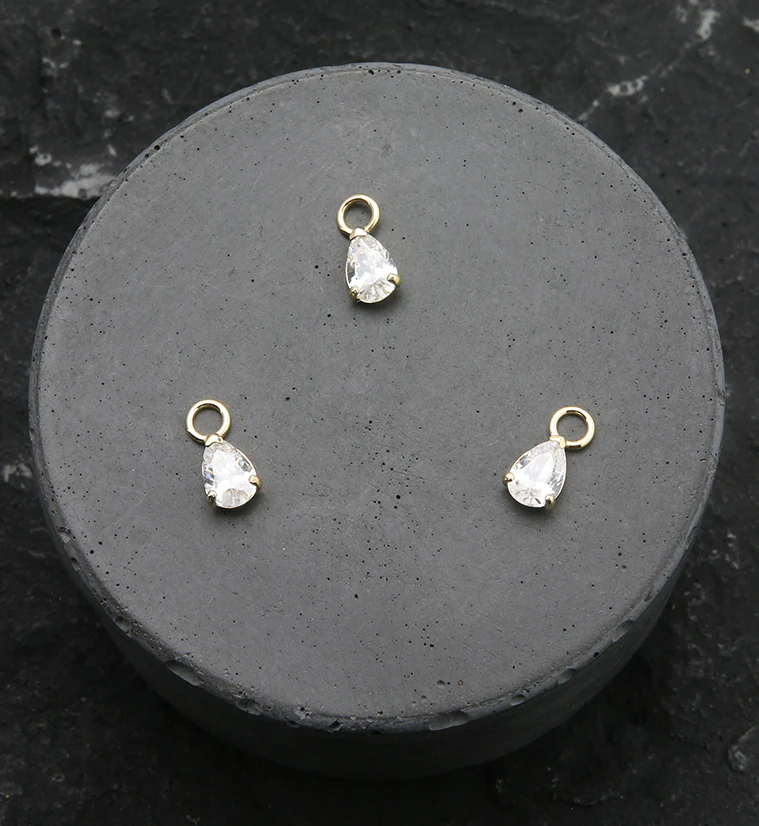 14kt Gold Teardrop CZ Charm - Image 2