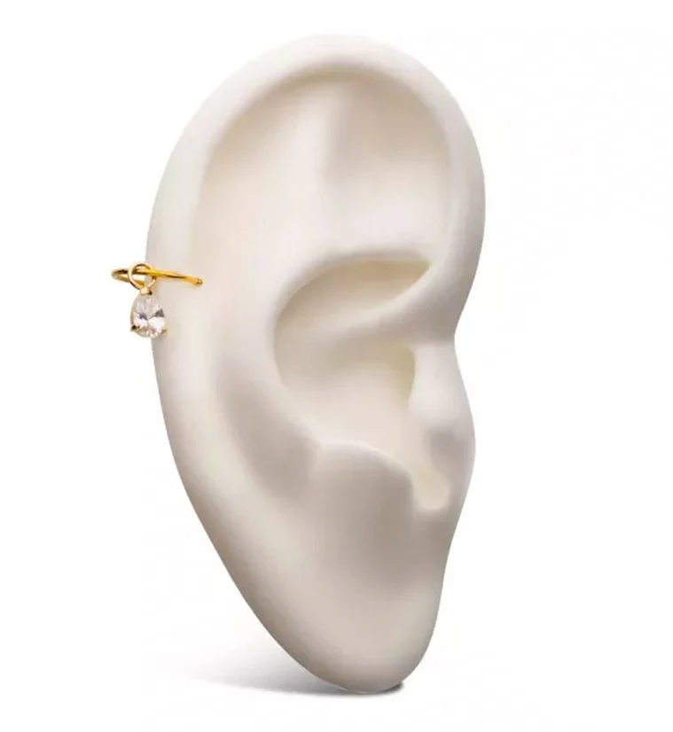 14kt Gold Teardrop CZ Charm - Image 3