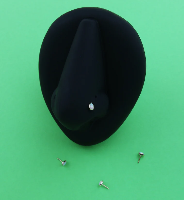 14kt Gold Teardrop White Opalite Threadless Top - Image 3