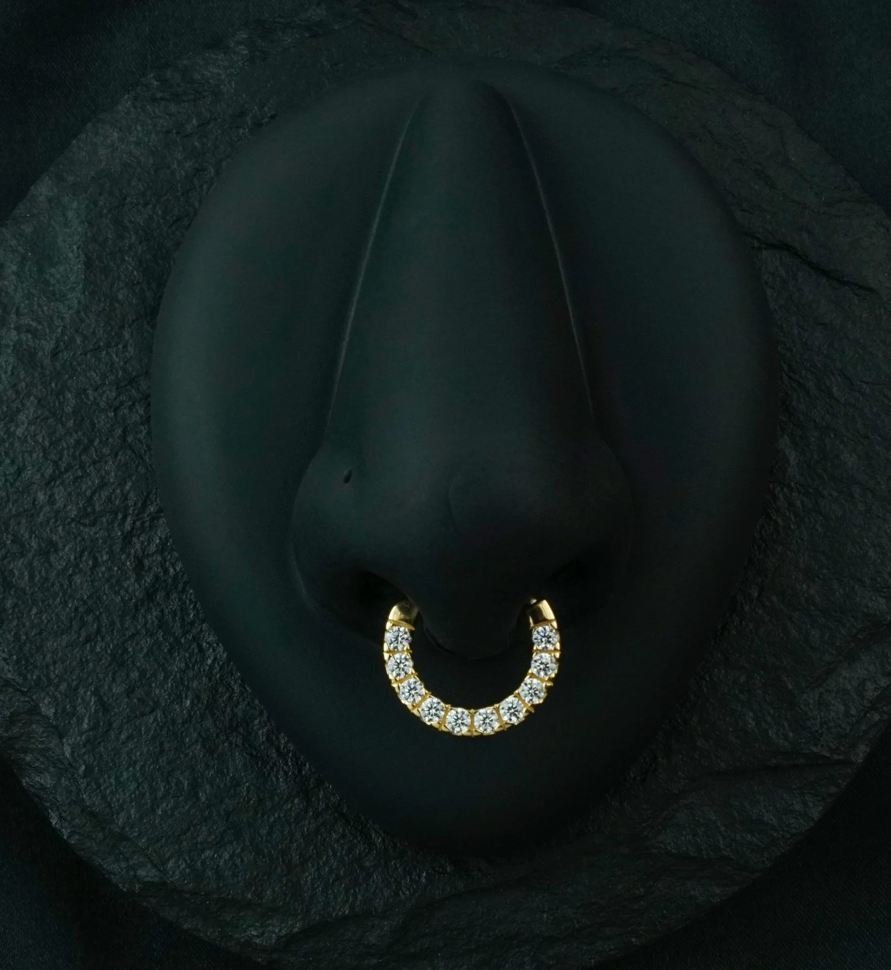 14kt Gold Ten Clear CZ Rim Septum Clicker - Image 2