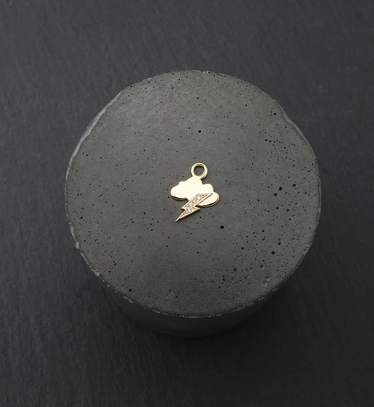 14kt Gold Thunderstorm CZ Charm - Image 2