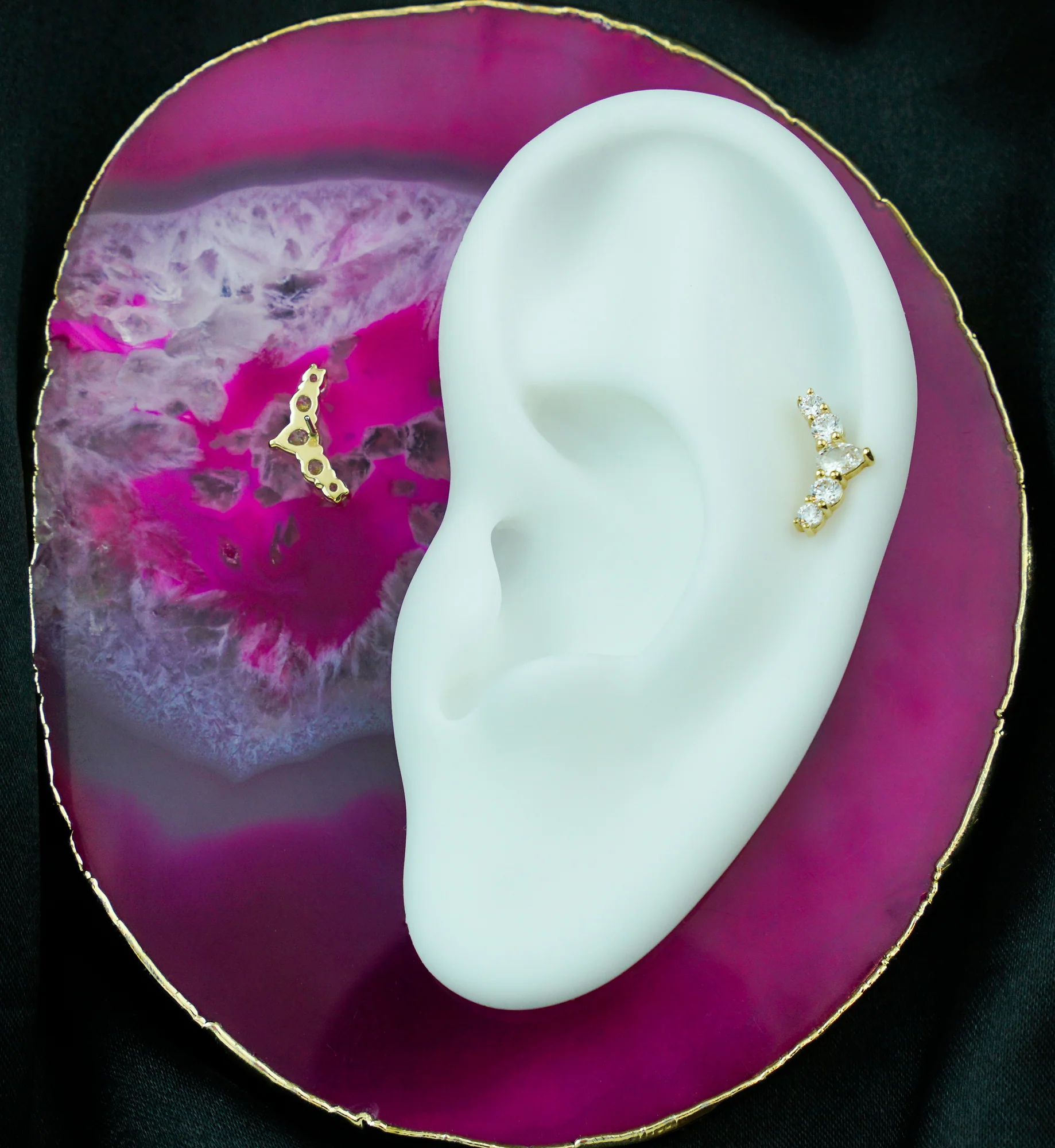 14kt Gold Tiara Clear CZ Threadless Top - Image 2