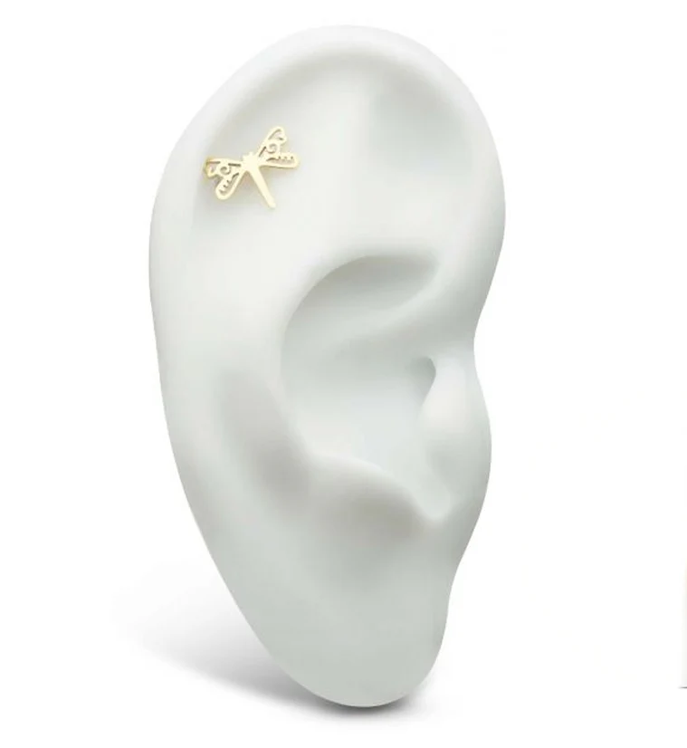14kt Gold Trace Dragonfly Threadless Top - Image 3