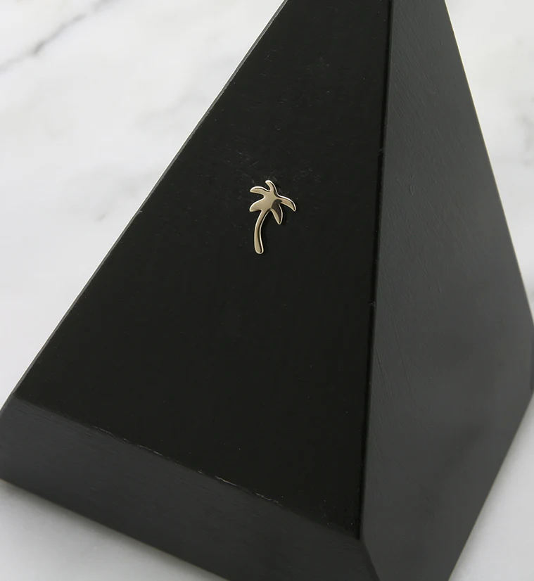 14kt Gold Tropical Palm Threadless Top - Image 2