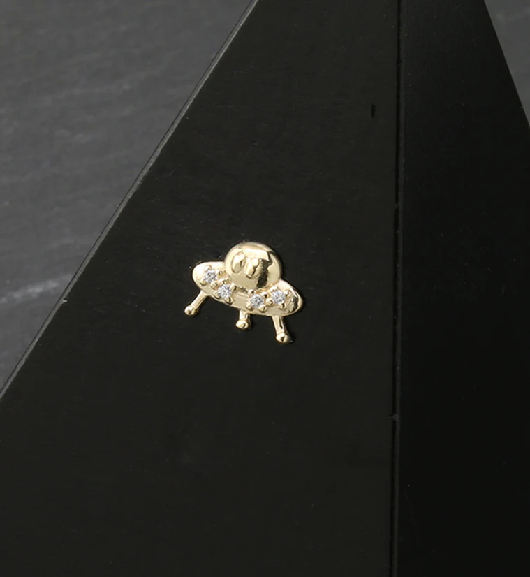 14kt Gold UFO CZ Threadless Top - Image 2