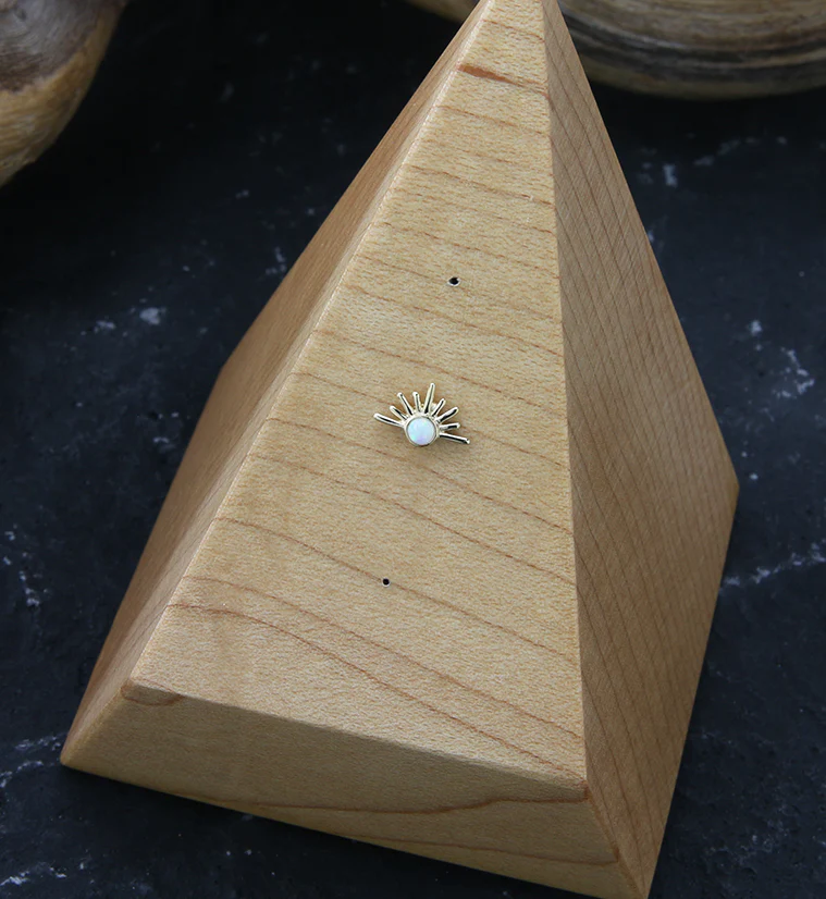 14kt Gold White Opalite Burst Threadless Top - Image 2