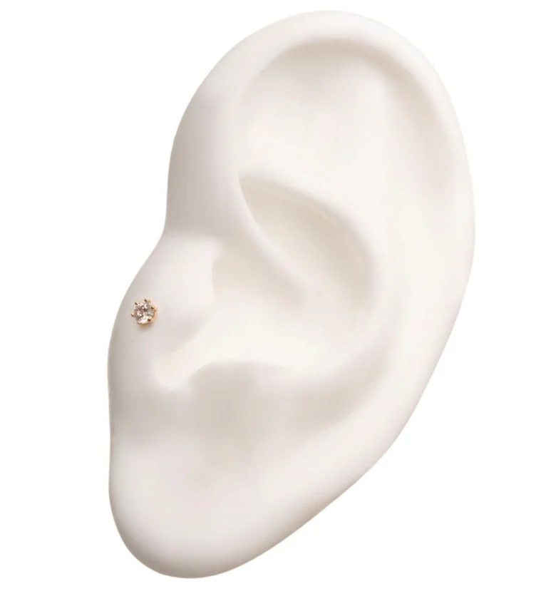 14kt Prong CZ Threadless Top - Image 3