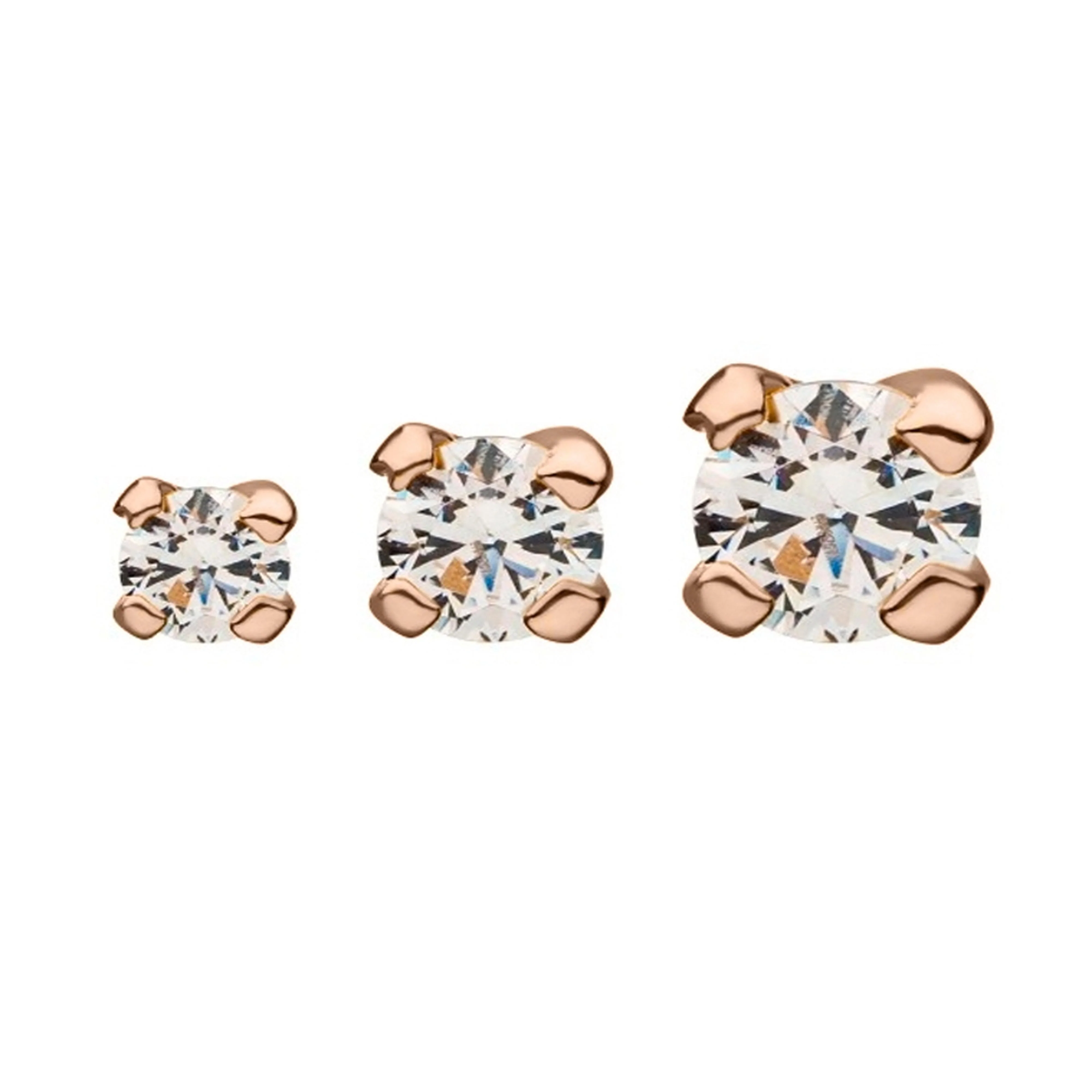 14kt Rose Gold CZ Prong Threadless Top - Image 3