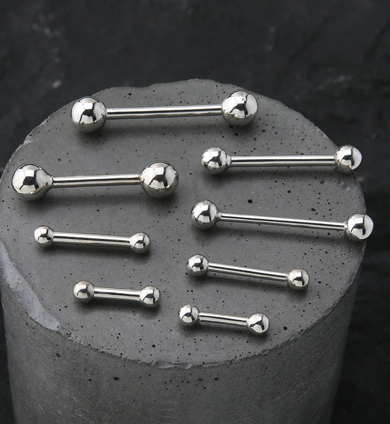14kt Solid White Gold Barbell - Image 2