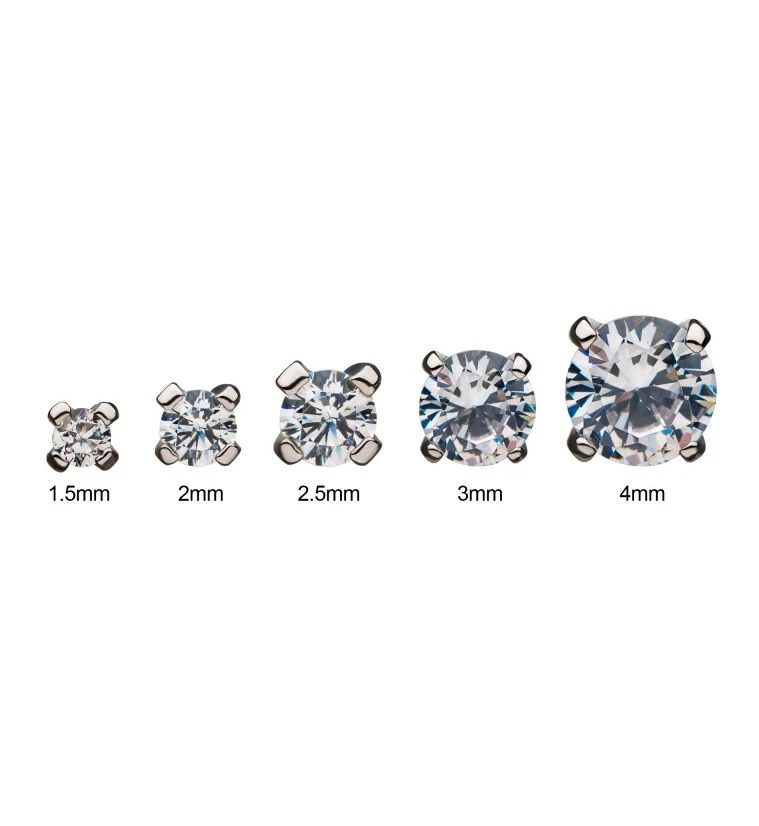 14kt White Gold CZ Prong Threadless Top - Image 3