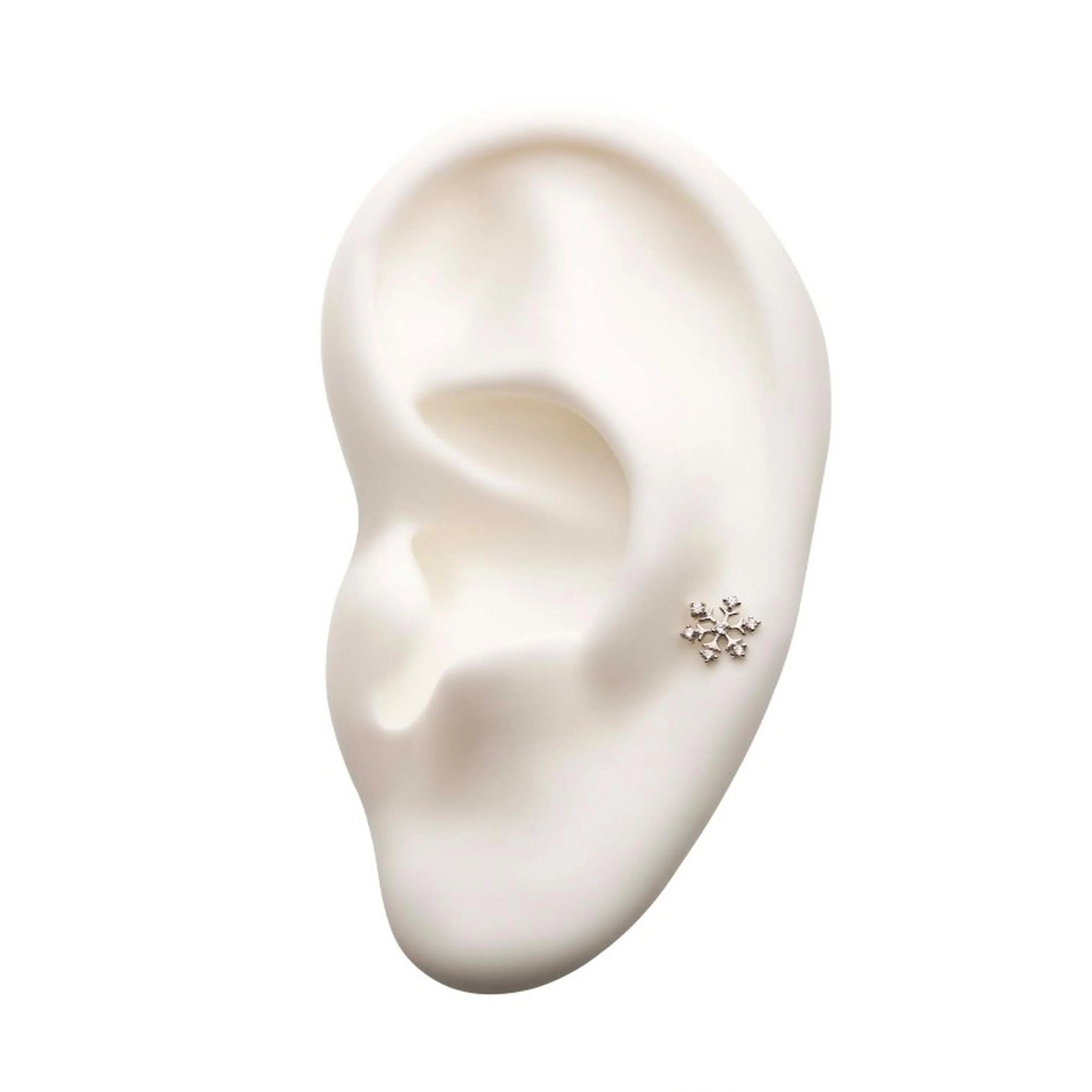 14kt White Gold CZ Snowflake Threadless Top - Image 3