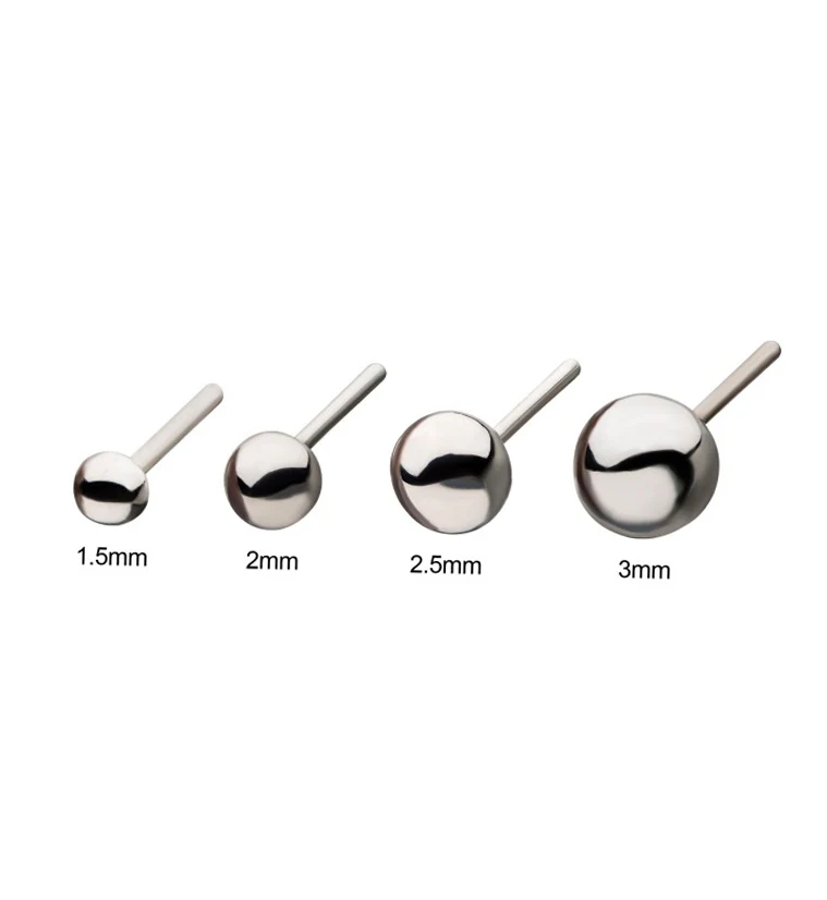 14kt White Gold Threadless Ball Top - Image 3
