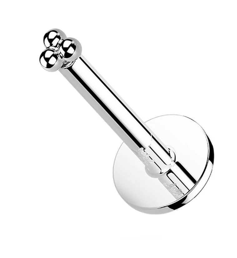 14kt White Gold Triad Ball Threadless Labret