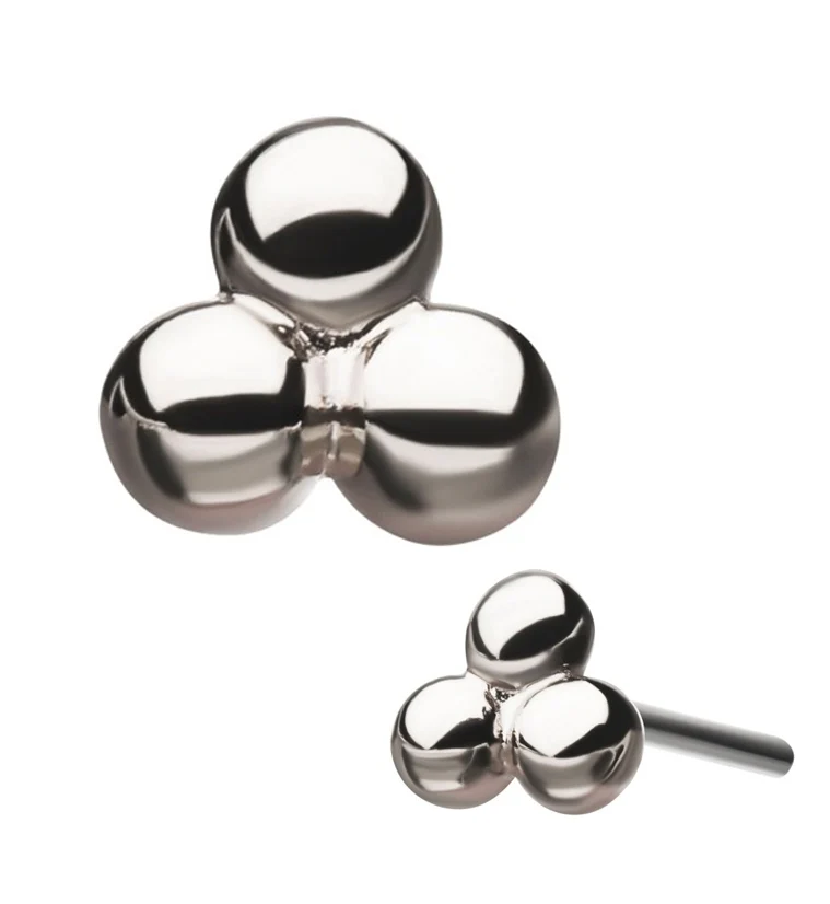 14kt White Gold Trinity Ball Threadless Top