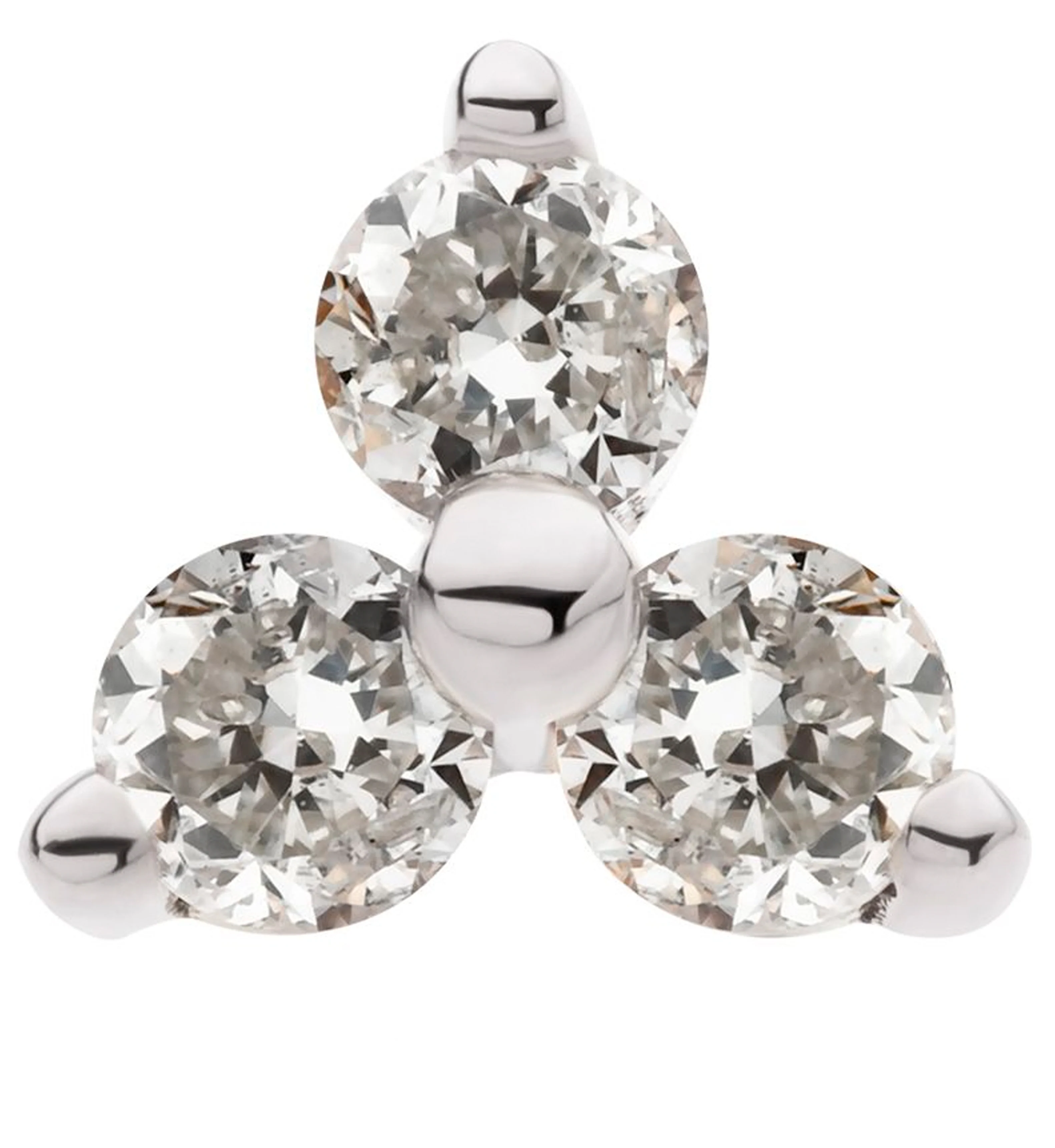 14kt White Gold Trinity Round Clear CZ Threadless Top