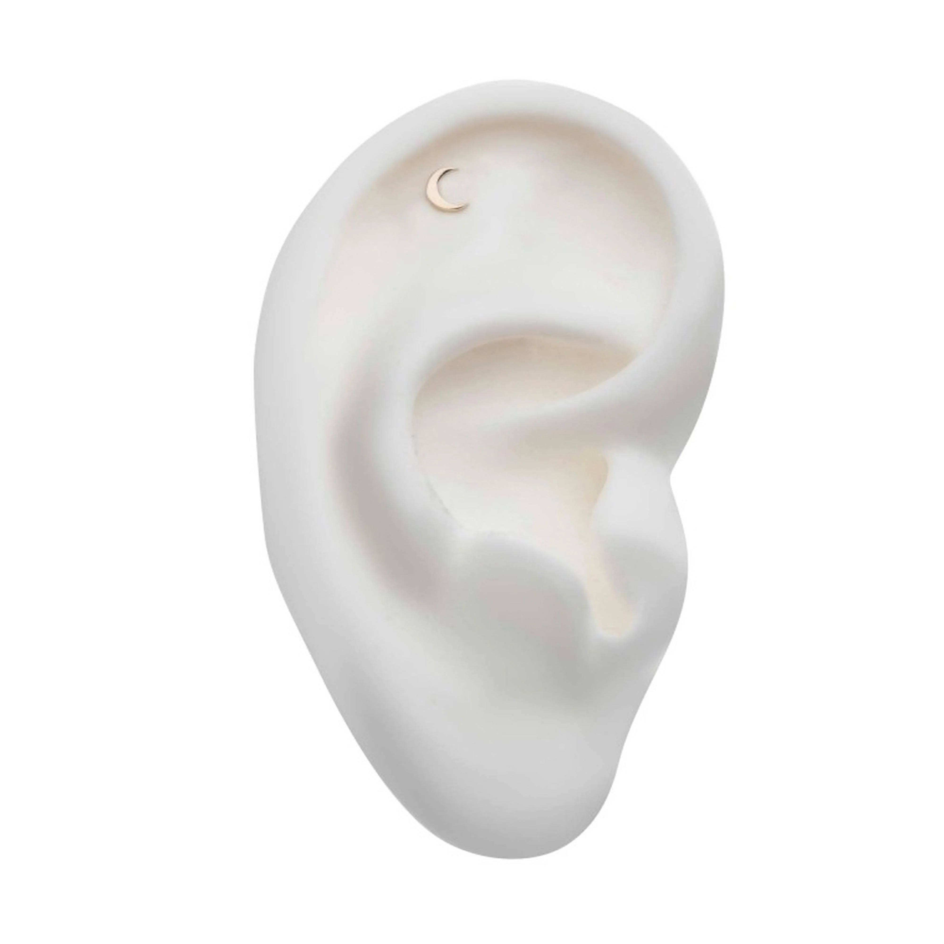 14kt White Gold Waxing Crescent Moon Threadless Top - Image 3