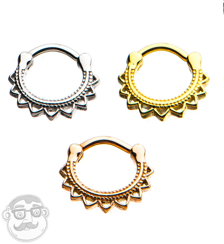 16G Amour Rose Gold PVD Septum Clicker - Image 2
