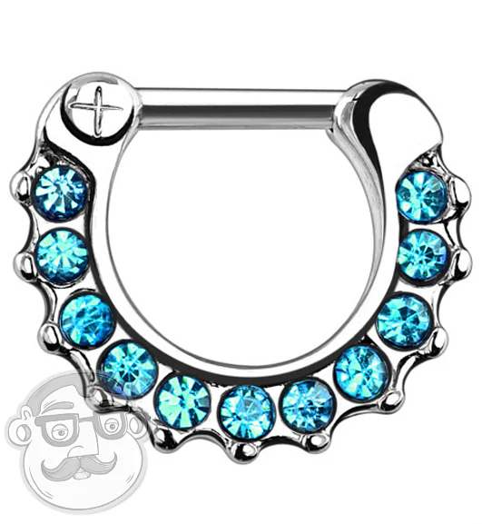 Aqua Gem Brass Septum Clicker