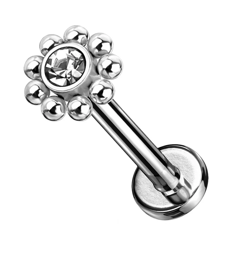 16G Beaded CZ Gem Labret