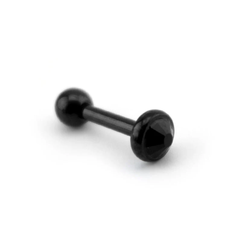 16G Black on Black PVD Tragus - Cartilage Barbell