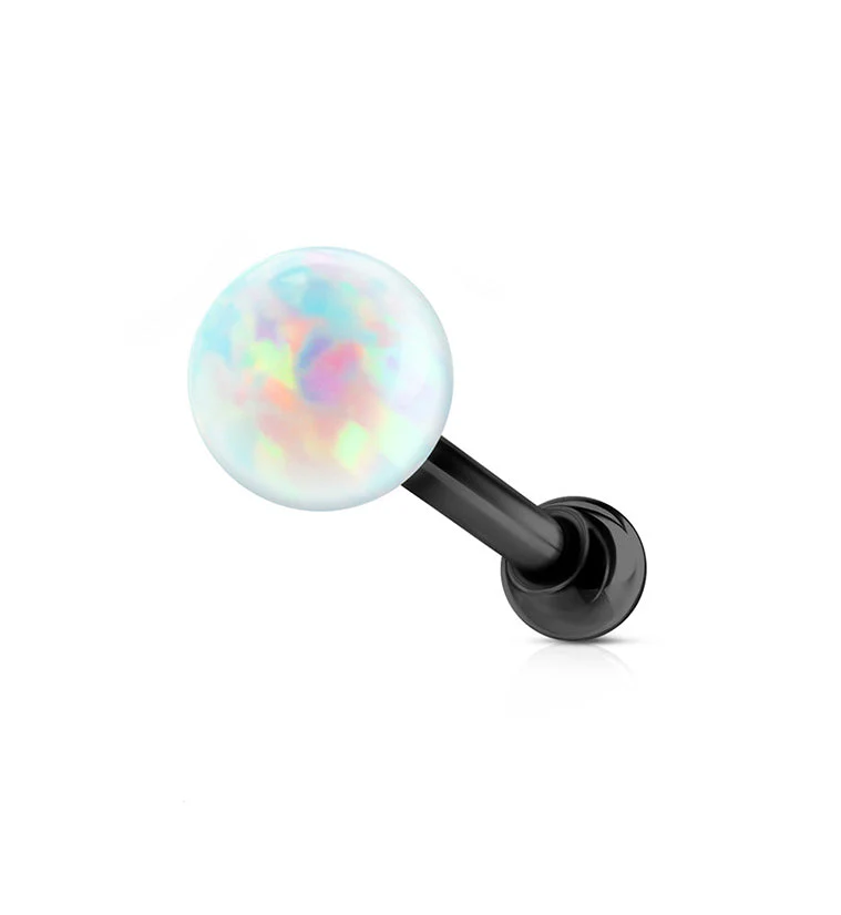 16G Black Opalite Tragus - Cartilage Barbell