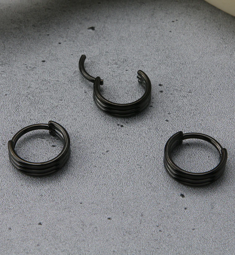 16G Black PVD Triple Bar Hinged Segment Ring - Image 2