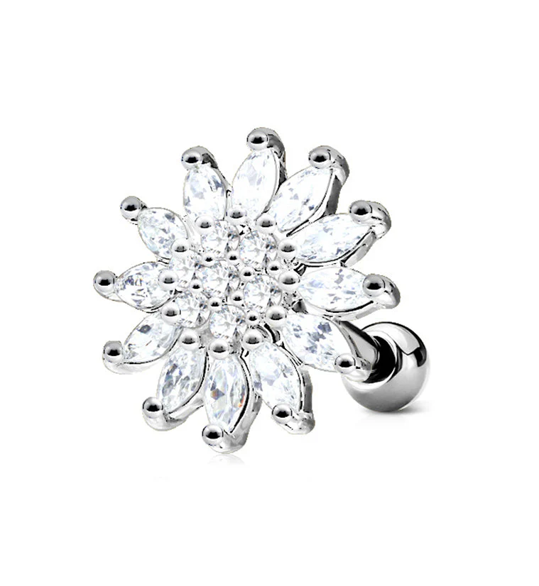 16G Blossom Gem Top Cartilage Barbell