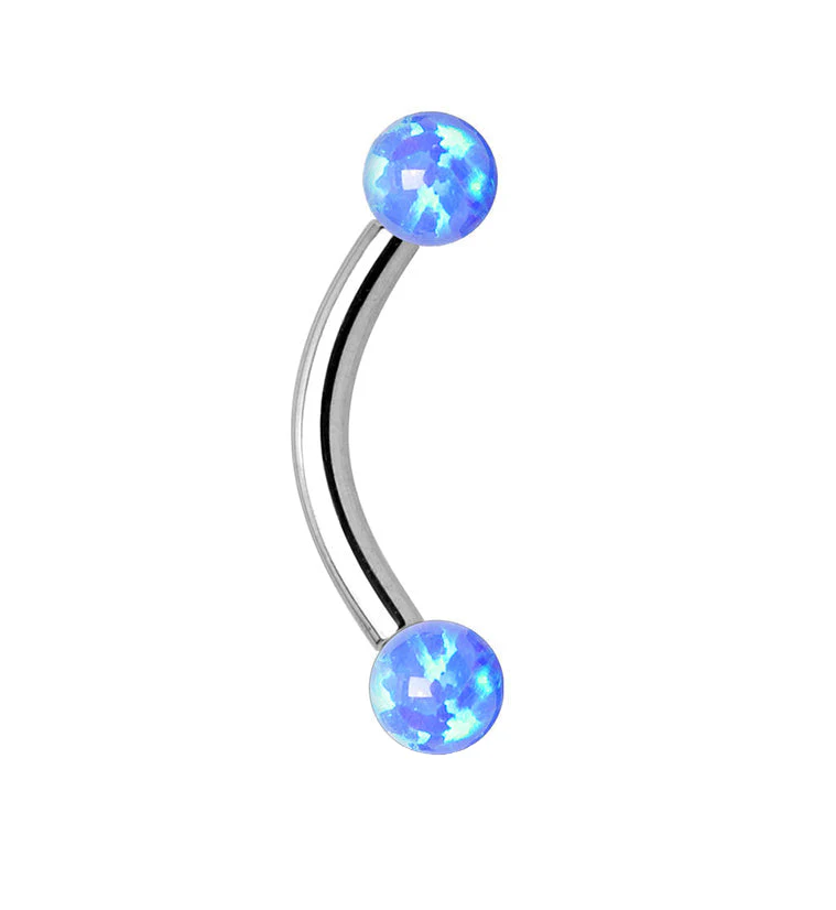 Blue Opalite Internally Threaded Curved Barbell - Image 3