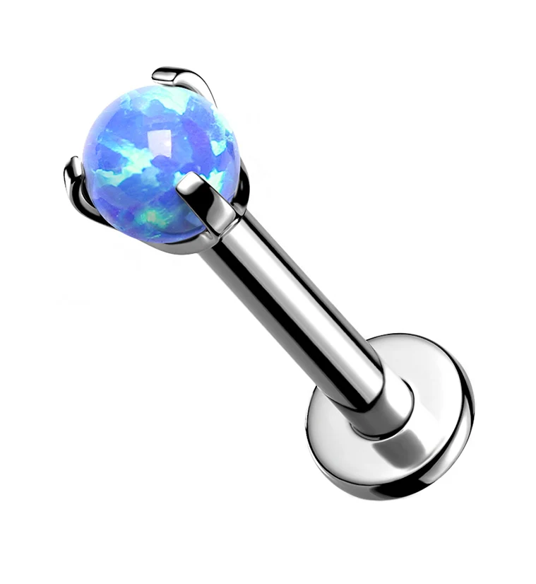 Blue Opalite Prong Ball Titanium Labret