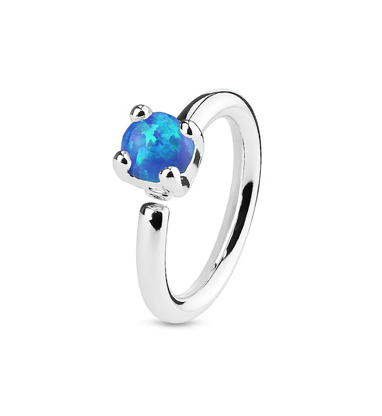 16G Blue Opalite Steel Annealed Cartilage Hoop Ring