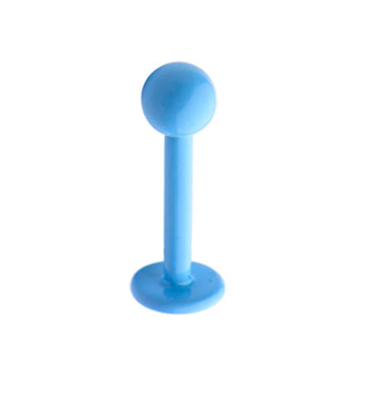 16G Ceramic Blue Coated Stainless Steel Lip - Labret Stud