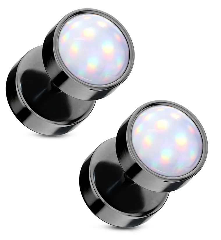 16G Clear Escent Black PVD Stainless Steel Fake Plugs - Gauges