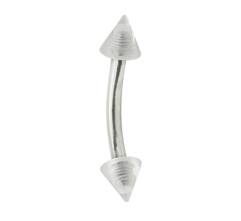 16G Clear Spiked Eyebrow Ring