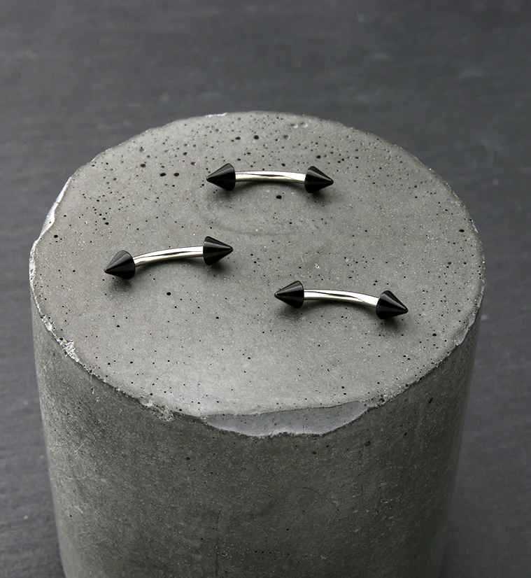 16G Clear Spiked Eyebrow Ring - Image 4