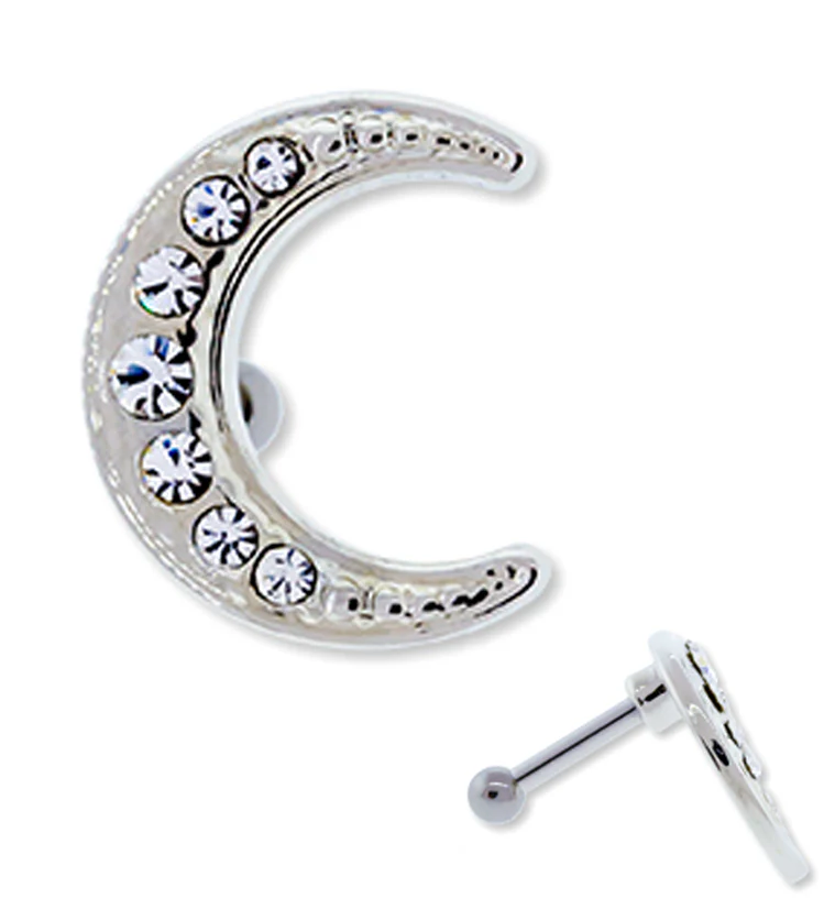 16G Crescent Moon CZ Cartilage Barbell
