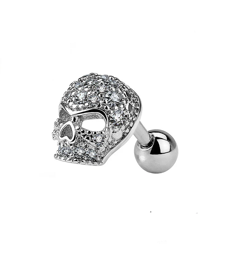 16G CZ Skull Tragus - Cartilage Barbell