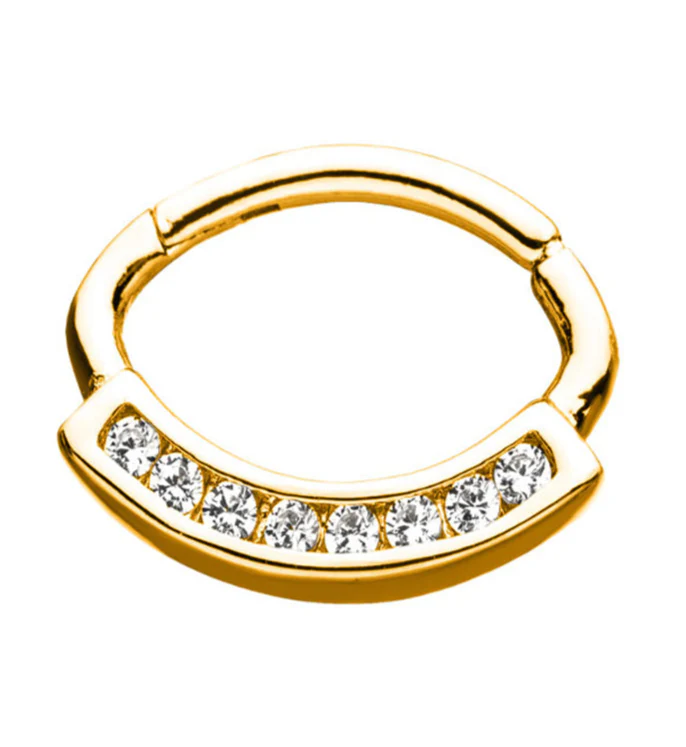 16G Gold PVD Airy Hinged Segment Ring