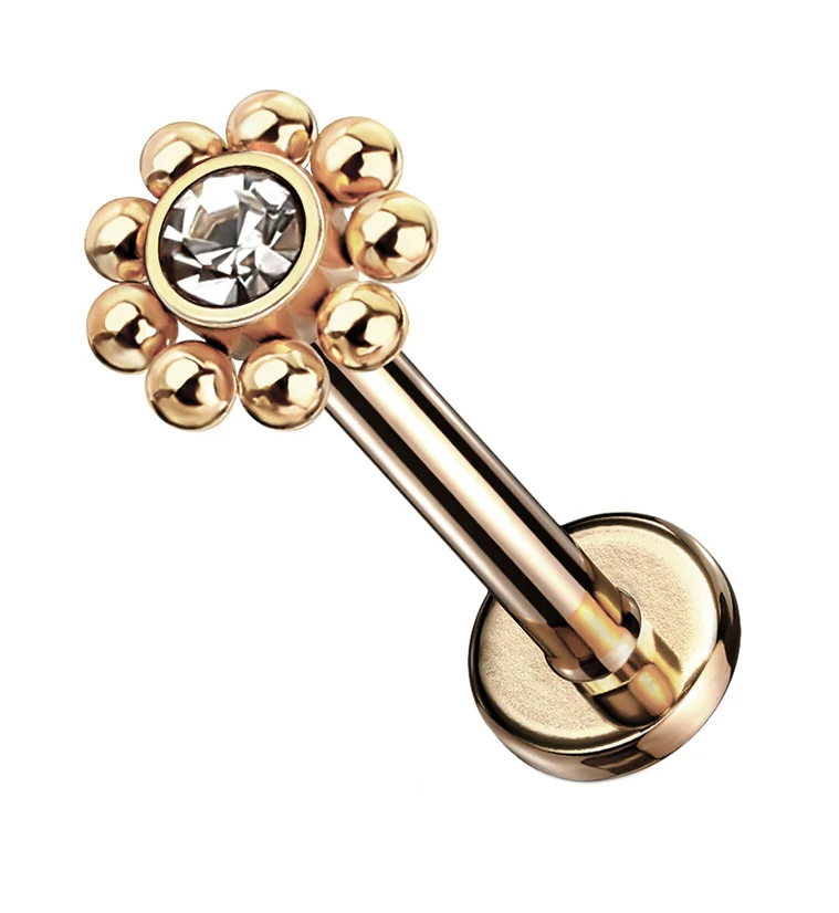 Gold PVD Beaded Gem Labret