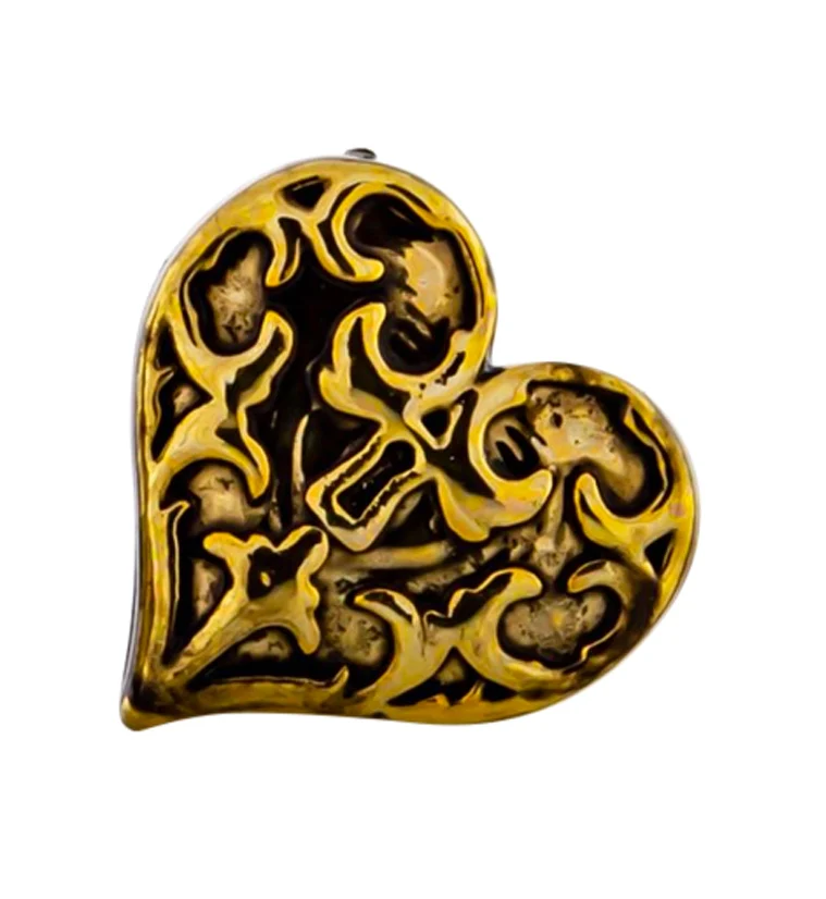 16G Gold PVD Heart Lock Cartilage Barbell - Image 2