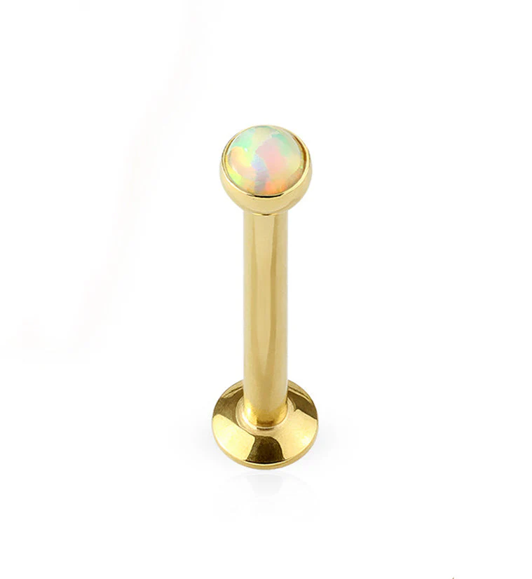16G Gold PVD Opalite Flat Back Internally Threaded Post