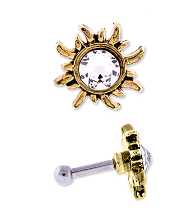 16G Gold PVD Solar Sun Tragus - Cartilage Barbell
