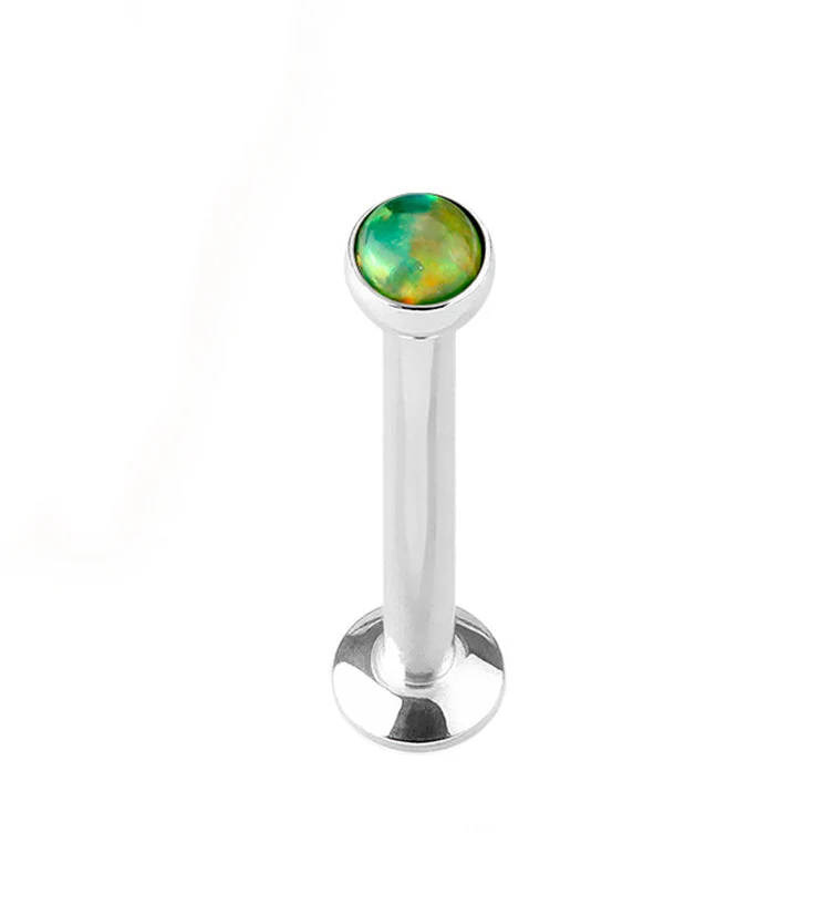 16G Green Opalite Flat Back Internally Threaded Steel Post