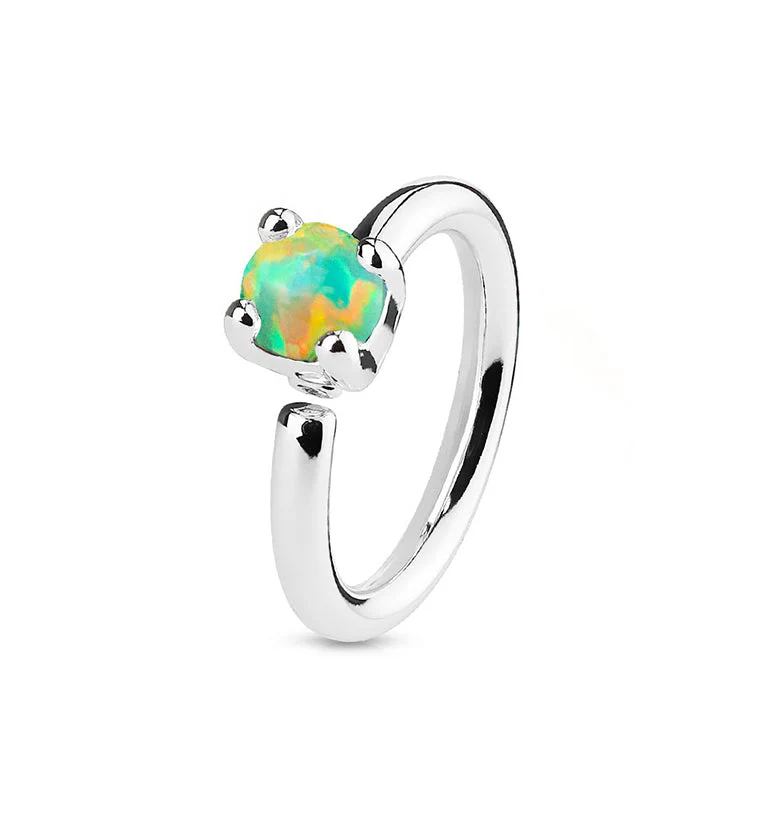 16G Green Opalite Steel Annealed Cartilage Hoop Ring