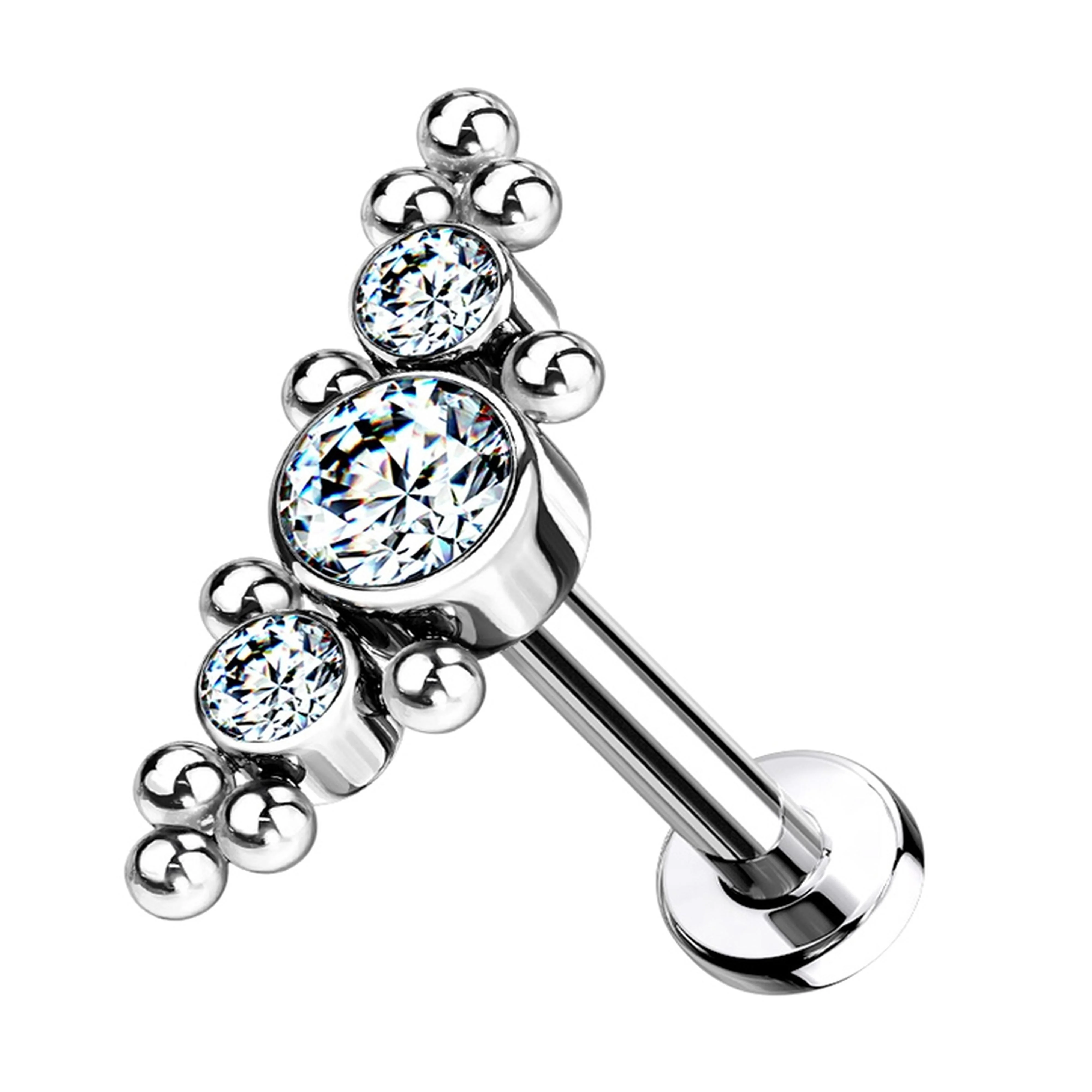 16G Horde Cluster Clear CZ Titanium Labret