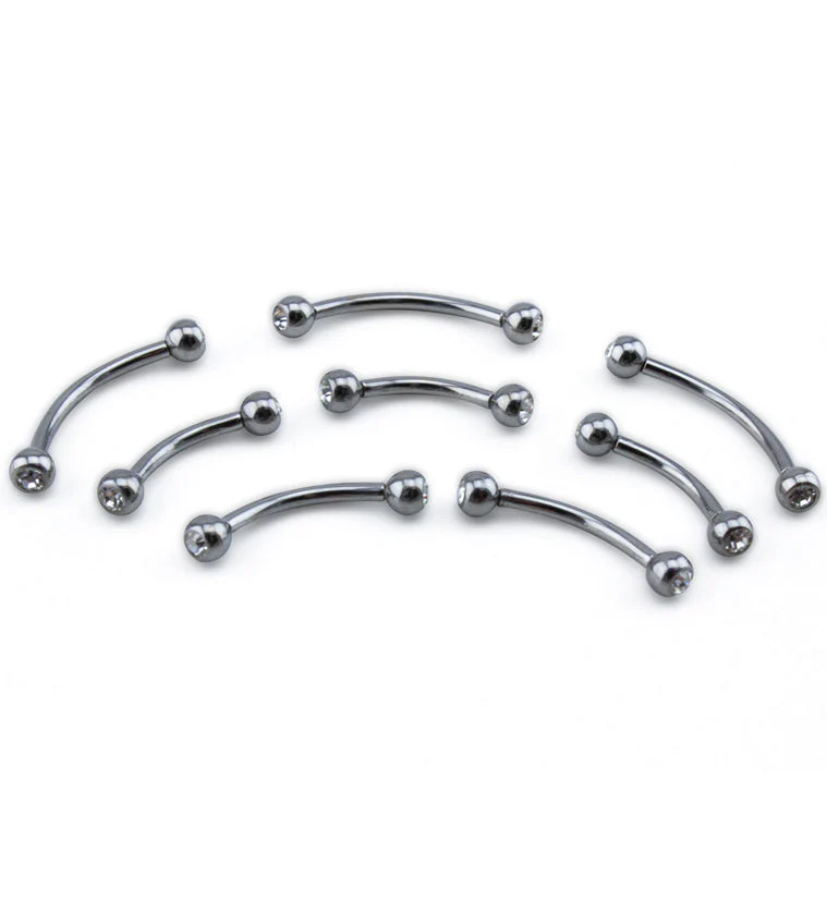 Internally Threaded Stainless Steel CZ Curved Barbell - Image 3