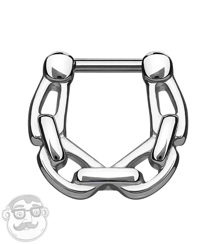 16G Linked Stainless Steel Septum Hinged Clicker