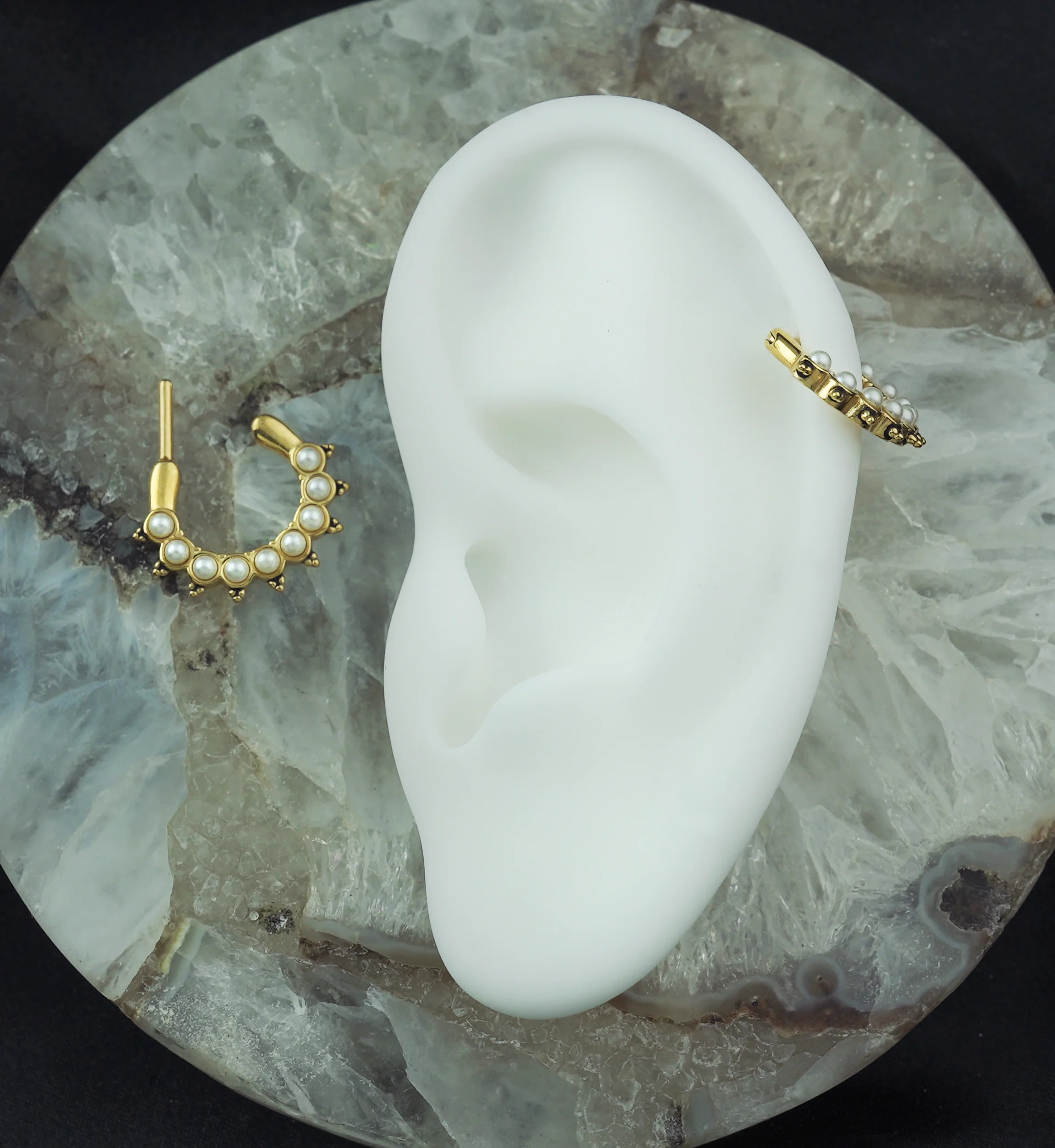 Pin Pearl Gold PVD Septum Clicker - Image 3